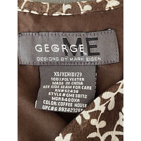 George Designs by Mark Eisen XS (0/2) Sleeveless V-Neck Brown Sheer Lined Top - Picture 11 of 12